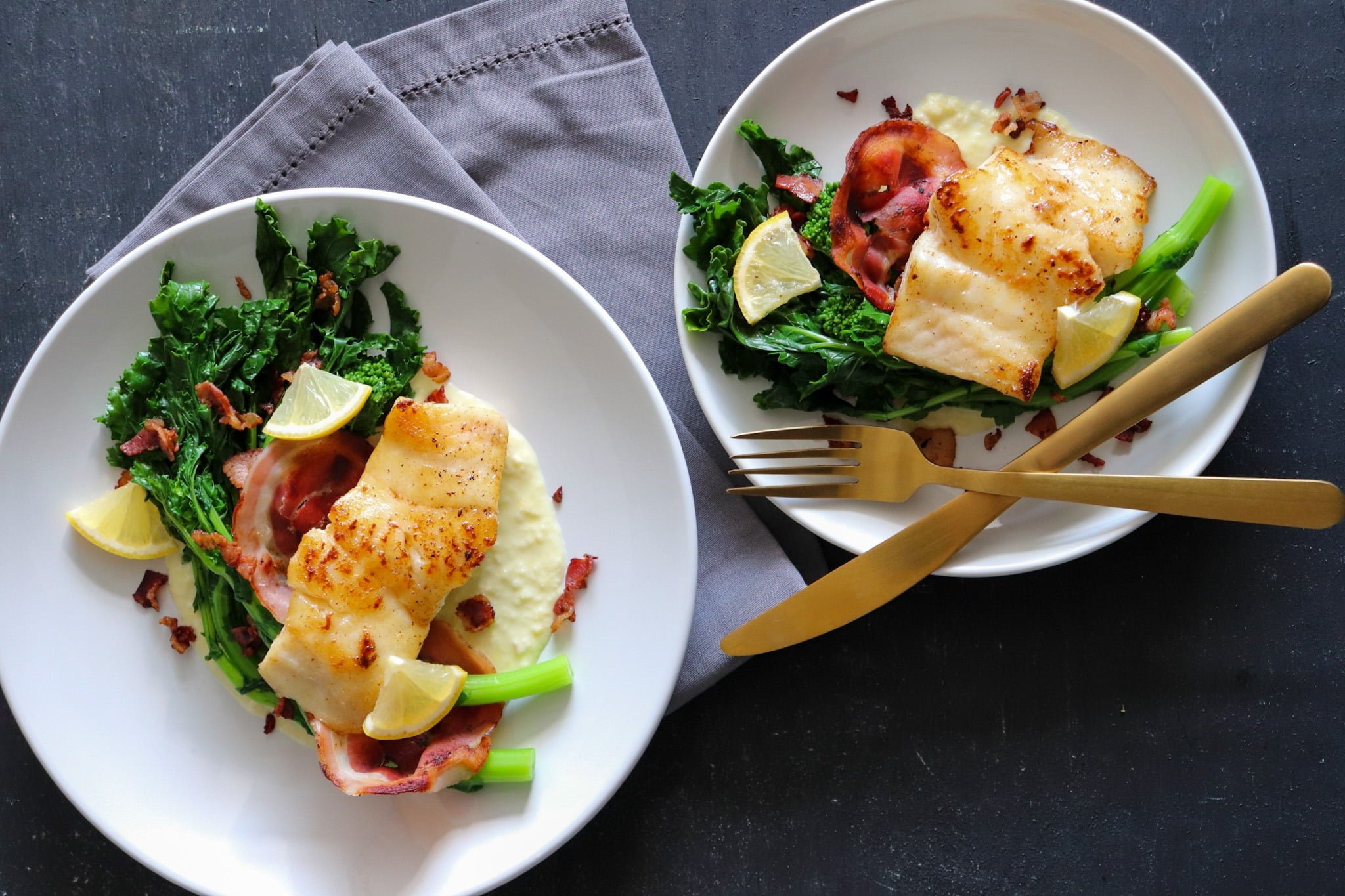 Creamy Garlic Roughy with Pancetta Broccoli Rabe - Mazzetta Company, LLC